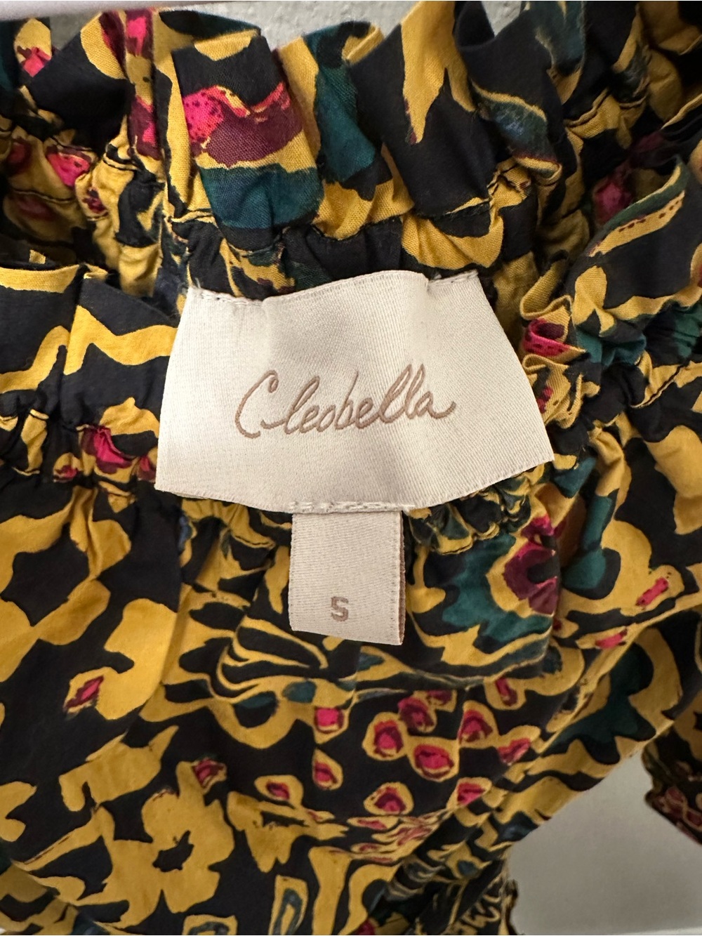 Cleobella Yellow Floral Off-Shoulder Ruffle Mini Dress - Picture 3 of 3